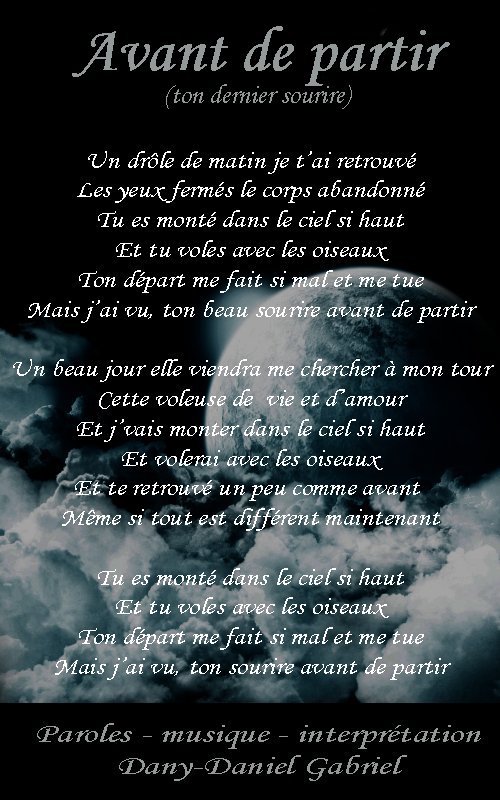 avant de partir ton dernier sourire