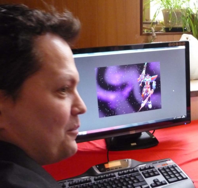 intervenant Blender avec son Gundam