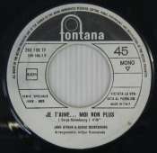 BIRKIN JANE & GAINSBOURG SERGE - Je t'aime moi non plus - 45T (SP 2 titres)