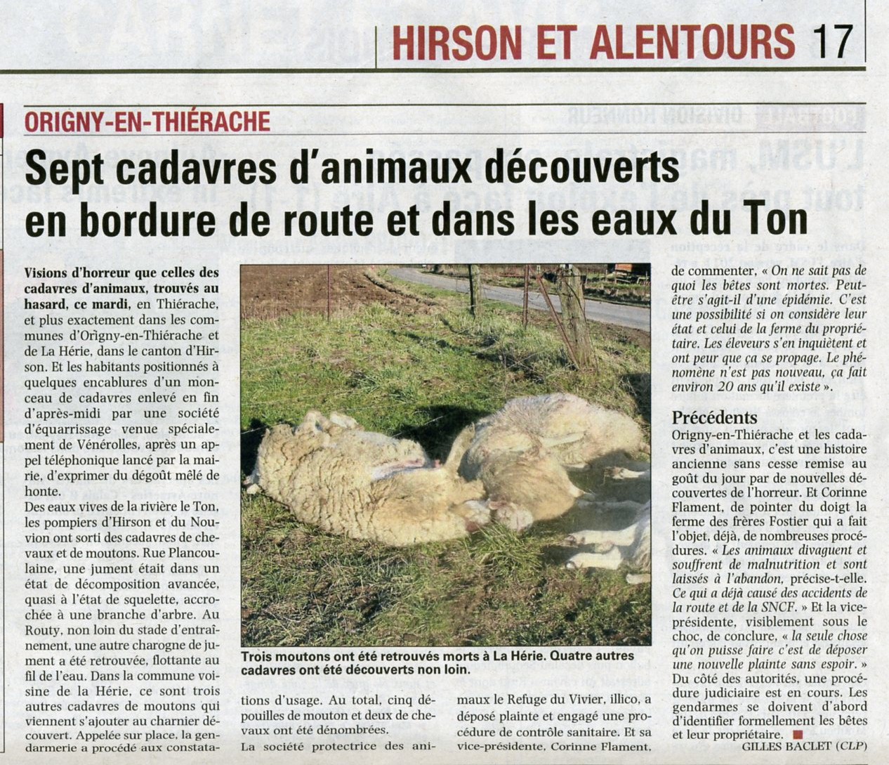 Sept cadavres d'animaux découverts 110209092730715347618426