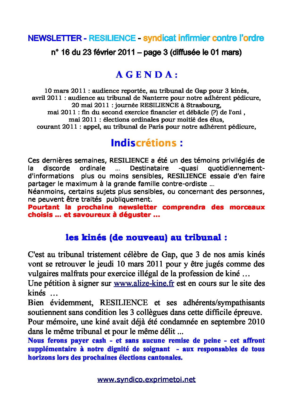 newsletter RESILIENCE du 23 fÃ©vrier 2011 3