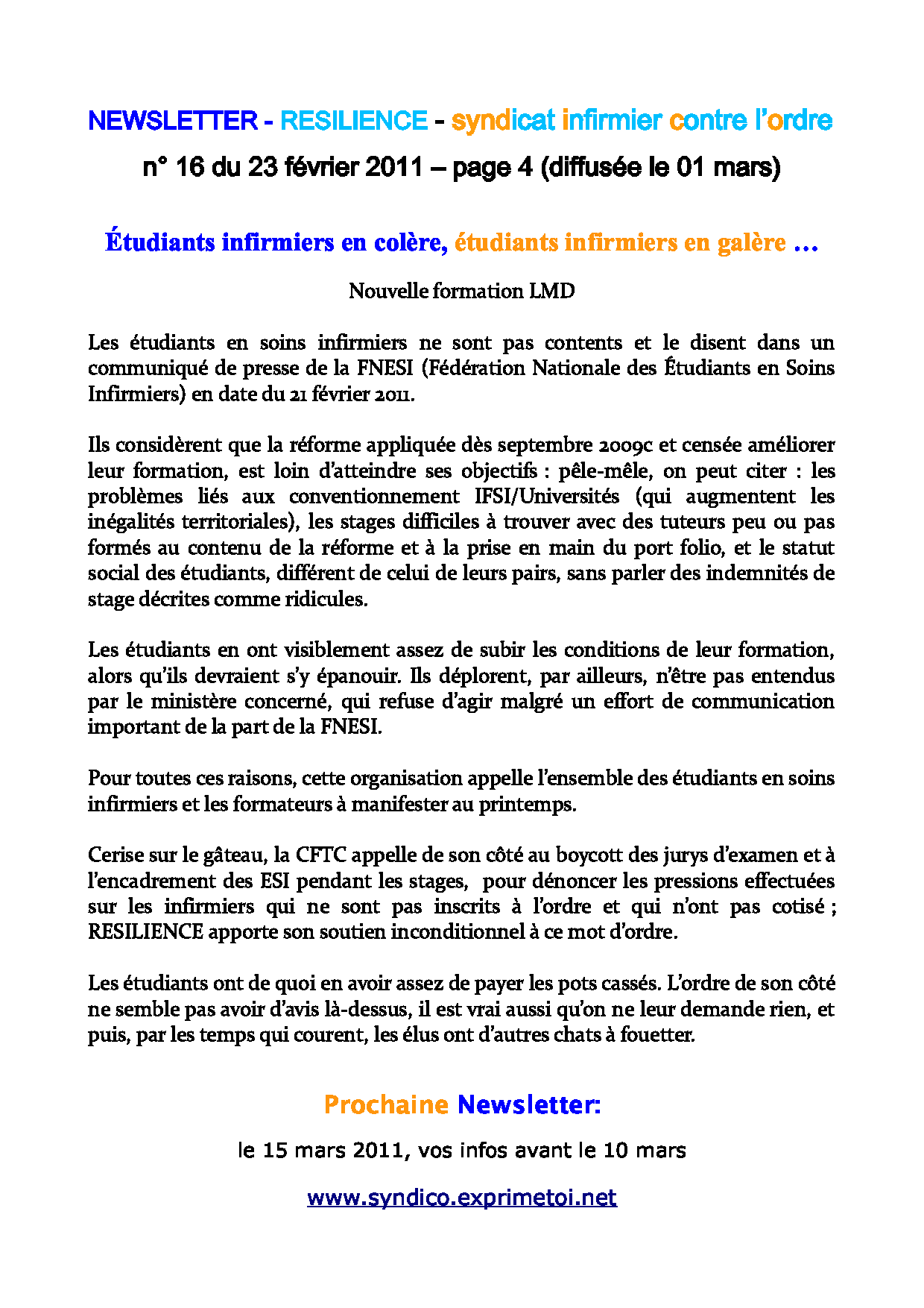 newsletter RESILIENCE du 23 fÃ©vrier 2011 4