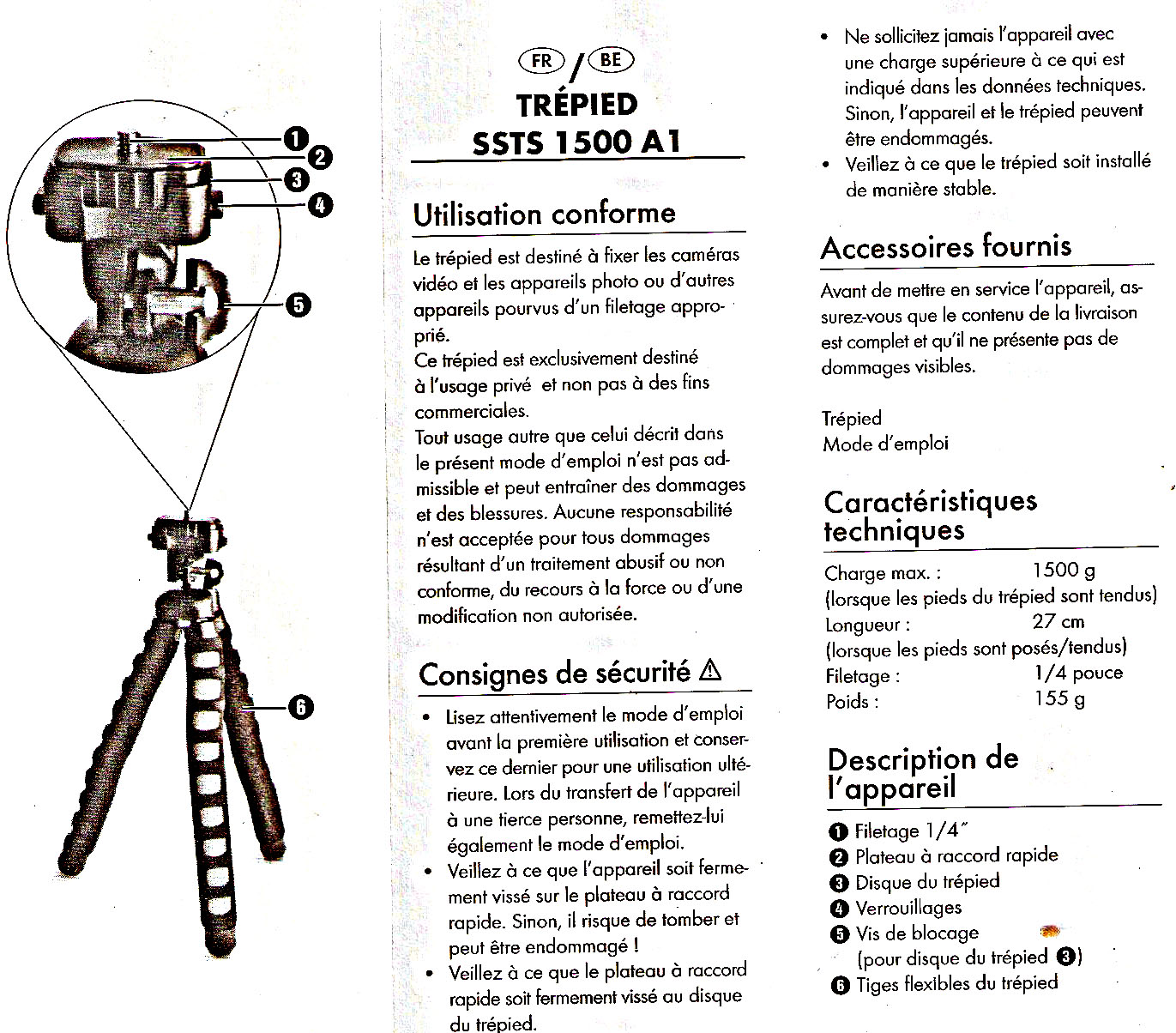 Coman trépied 177,8 cm pour Appareil Photo à 360 ° avec tête Df06 pour DSLR et caméscope