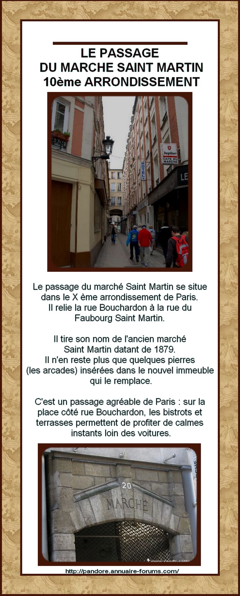 FRANCE - PARIS - PASSAGE INSOLITE - PASSAGE DU MARCHE SAINT MARTIN 11080411465188888547748