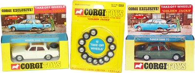 Rover 2000 TC Corgi en boite x 2 avec pack roues d&Atilde;&copy;tour&Atilde;&copy; tr&Atilde;&uml;s petit