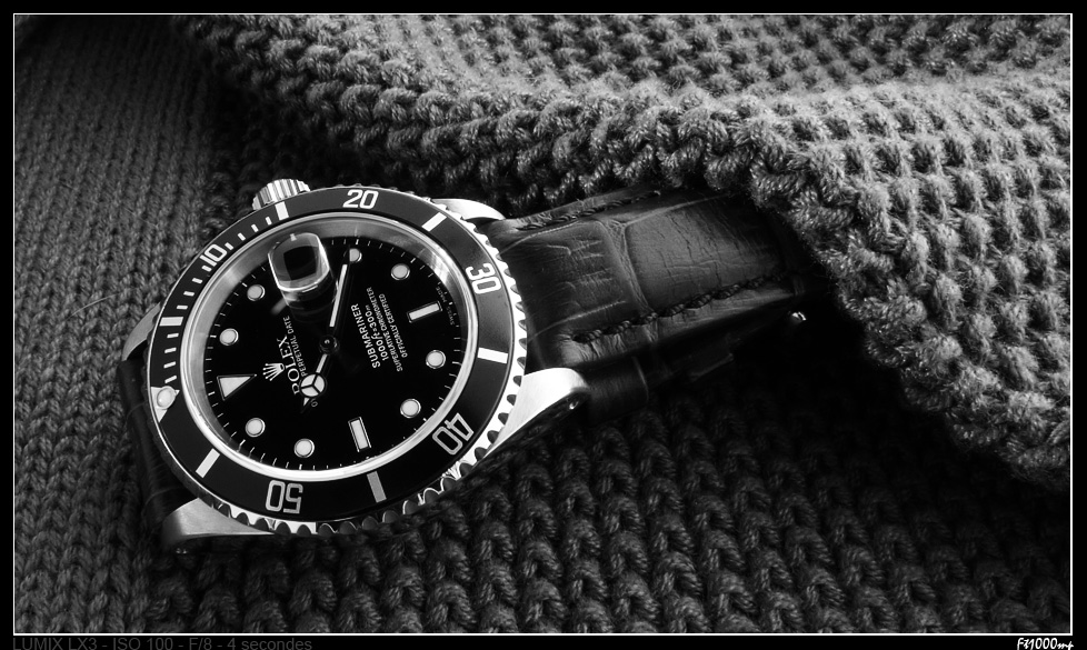 Rolex Sub noire 16610 + bracelet cuir ? 1109280645331388898810963