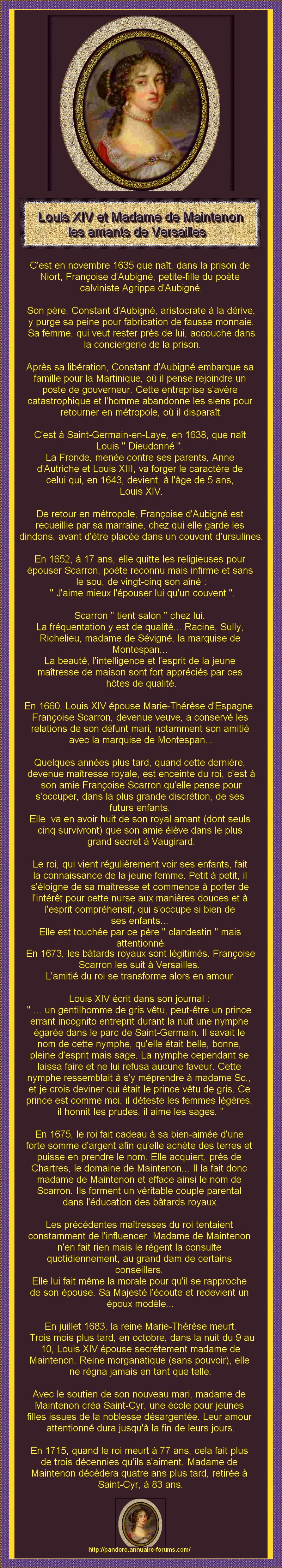  LOUIS XIV ET MADAME DE MAINTENON REINE DE FRANCE LES AMANTS DE VERSAILLES 1110011033501369128829724