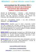 Communiqué RESILIENCE  du 20 octobre 2011 : procédures devant les tribunaux, contre l'ordre infirmier, concernant des infirmières Mini_1110200350081139708929682