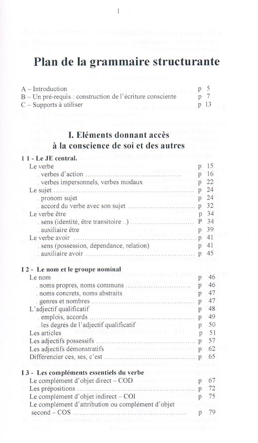 La grammaire structurante - Elisabeth VaillÃ©-Nuyts - sommaire p1