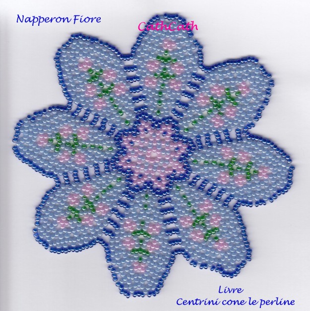 Napperon Fiore bleu rose