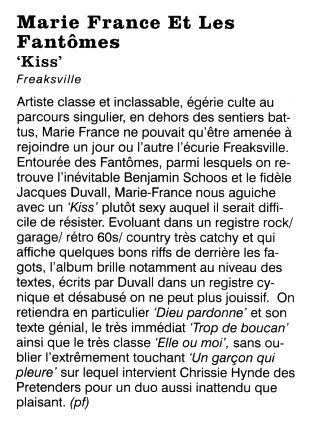 Chronique de “KISS” de MARIE FRANCE & LES FANTÔMES dans “RIFF RAFF” (mars 2012) 1203241125161423619622437