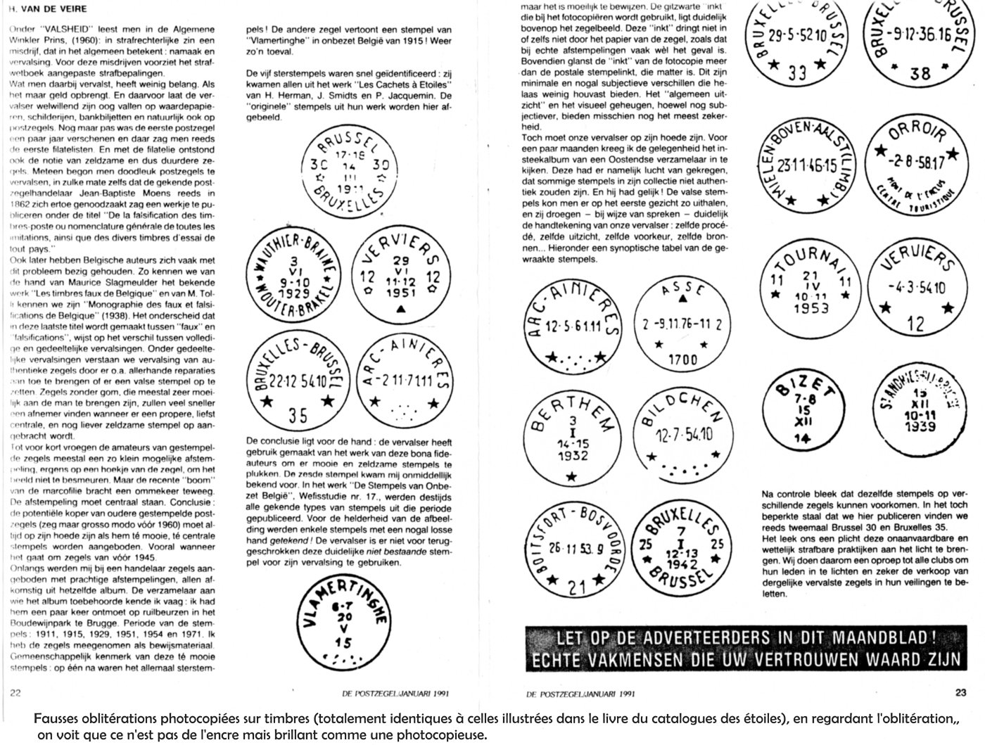 Fausses oblitérations sur timbres de Belgique 1203291124461474259646699