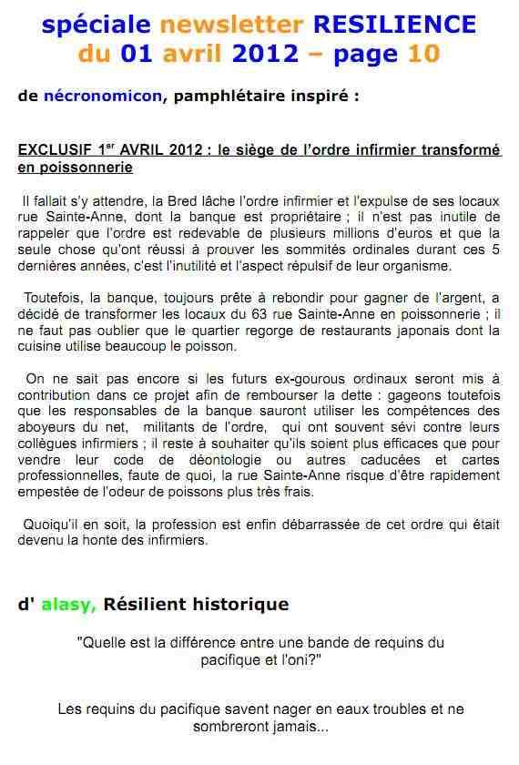 Spéciale newsletter RESILIENCE  1er avril  2012 (pour tous) 1204011128191139709657496