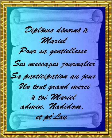 Diplome pour Mariel