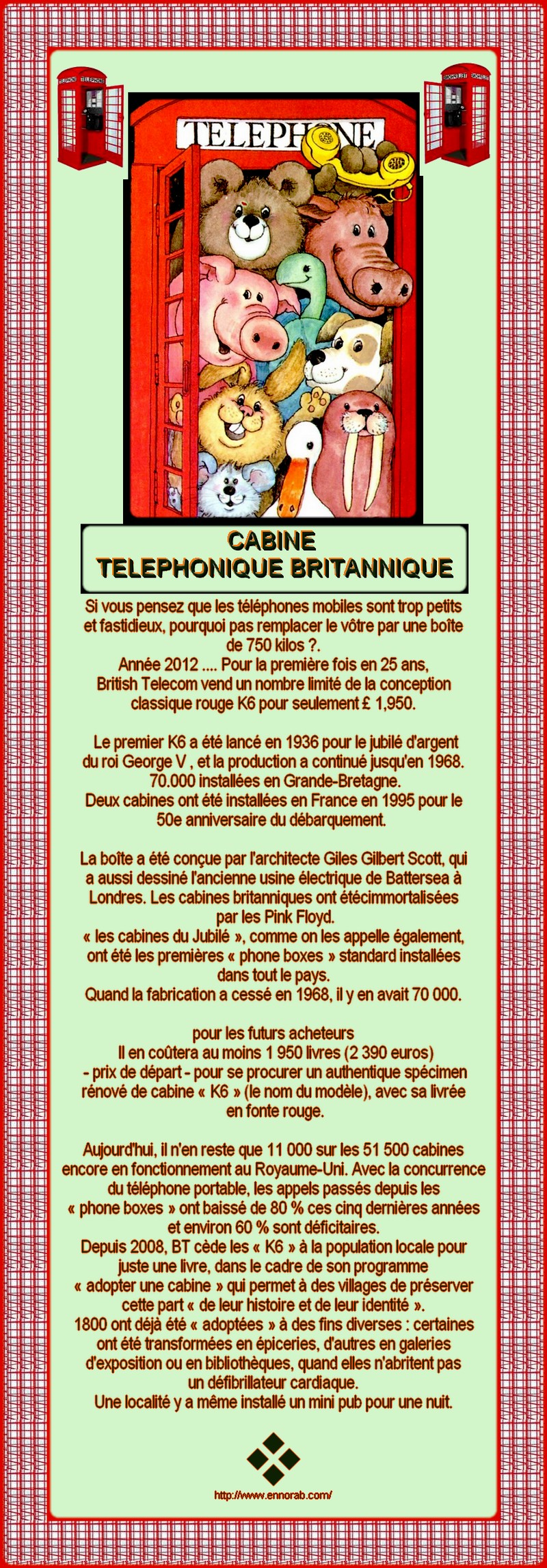 cabine téléphonique britannique à vendre - Il en coûtera au moins 1 950 livres (2 390 euros) - prix de départ -  1205141053481492919853444