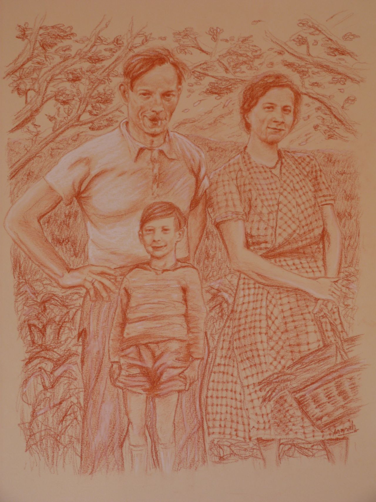 portrait famille à la sanguine sur papier crème (50x30) 120529114302613089917521