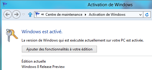 W8 RP actioncenter addfeatures