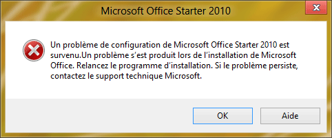Office Starter 2010 install error