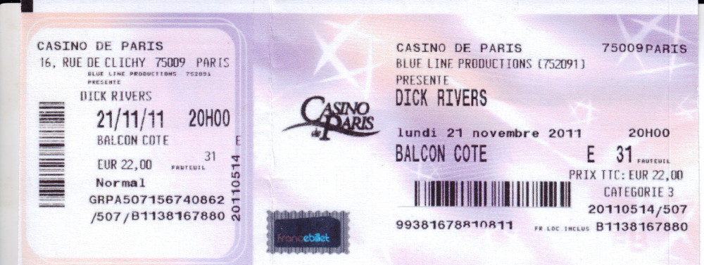 DICK "RIVERS" : chronique CD • 28/01/15 Folies Bergère 12071207473614236110094894