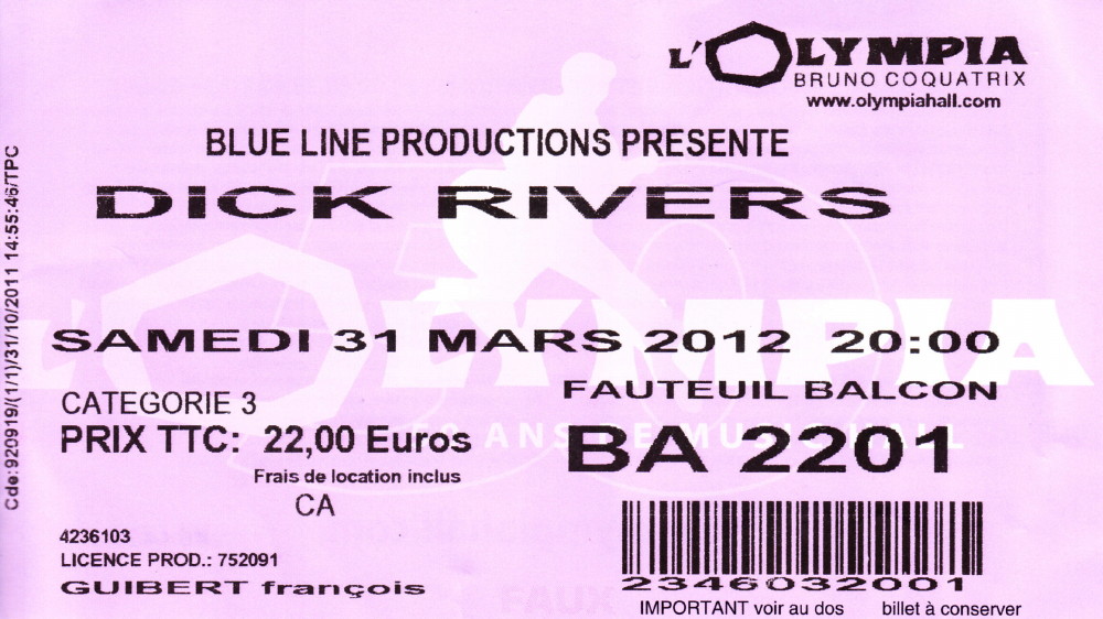 DICK "RIVERS" : chronique CD • 28/01/15 Folies Bergère 12071207473614236110094895