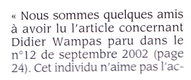 "DIDIER WAMPAS : l'accordéon le rend fou" ("Accordéon & accordéonistes" n°12, septembre 2002) 12071907192714236110122351