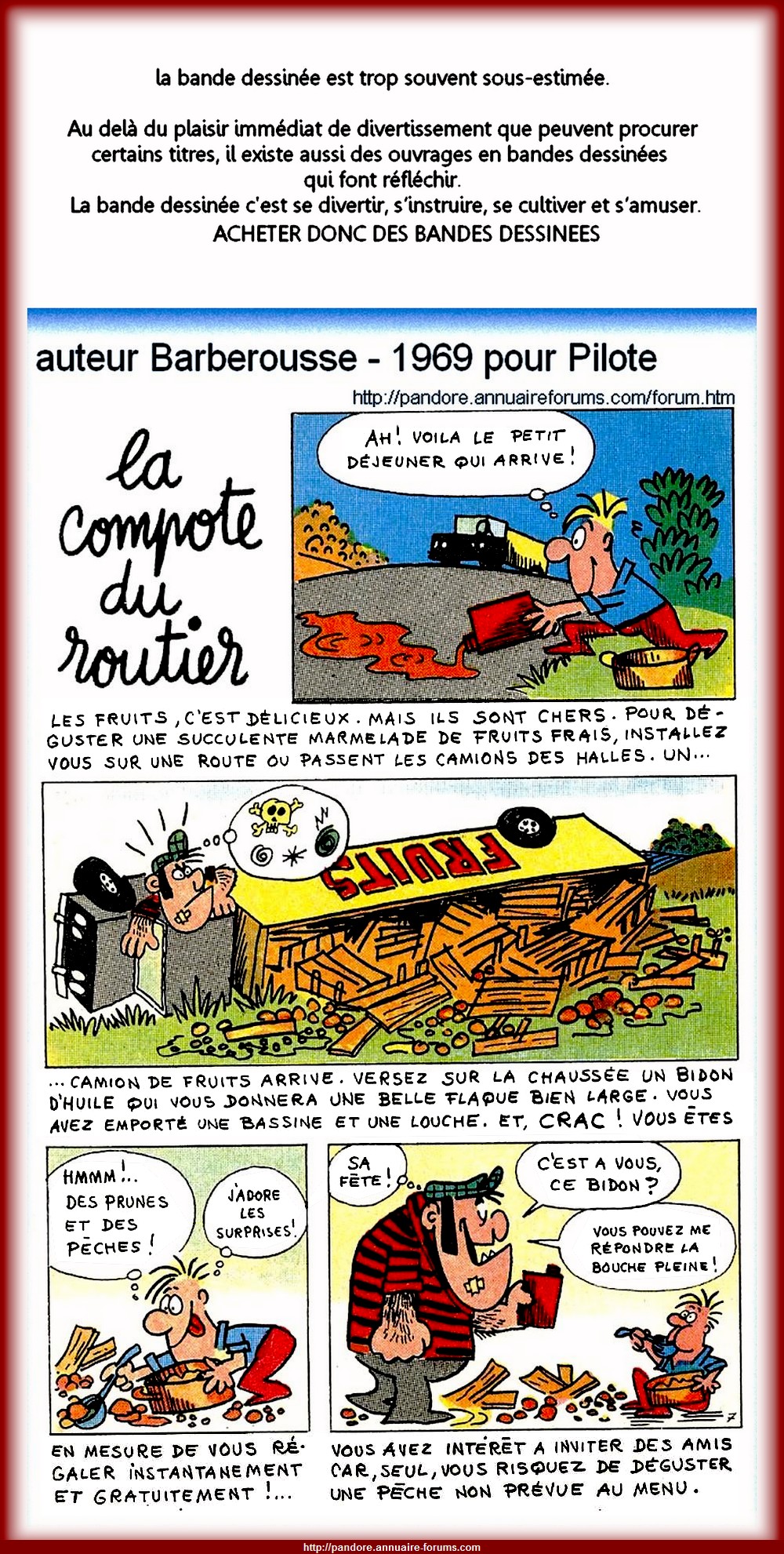 LA CUISINE INSOLITE - COMPOTE DU ROUTIER PAR BARBEROUSSE - 1969 JOURNAL PILOTE 12090511474415355410287744