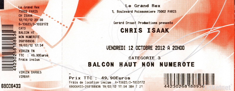 CHRIS ISAAK 12/10/2012 Grand Rex (Paris) : compte rendu 12102410233114236110472106